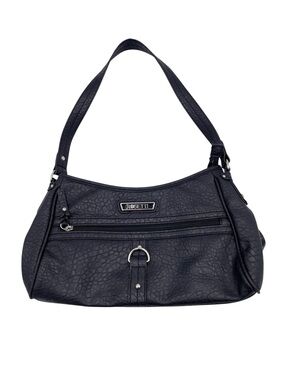 Vintage Rosetti Shoulder Bag Purse Black Faux Leather Reptile Embossed 90s Y2K